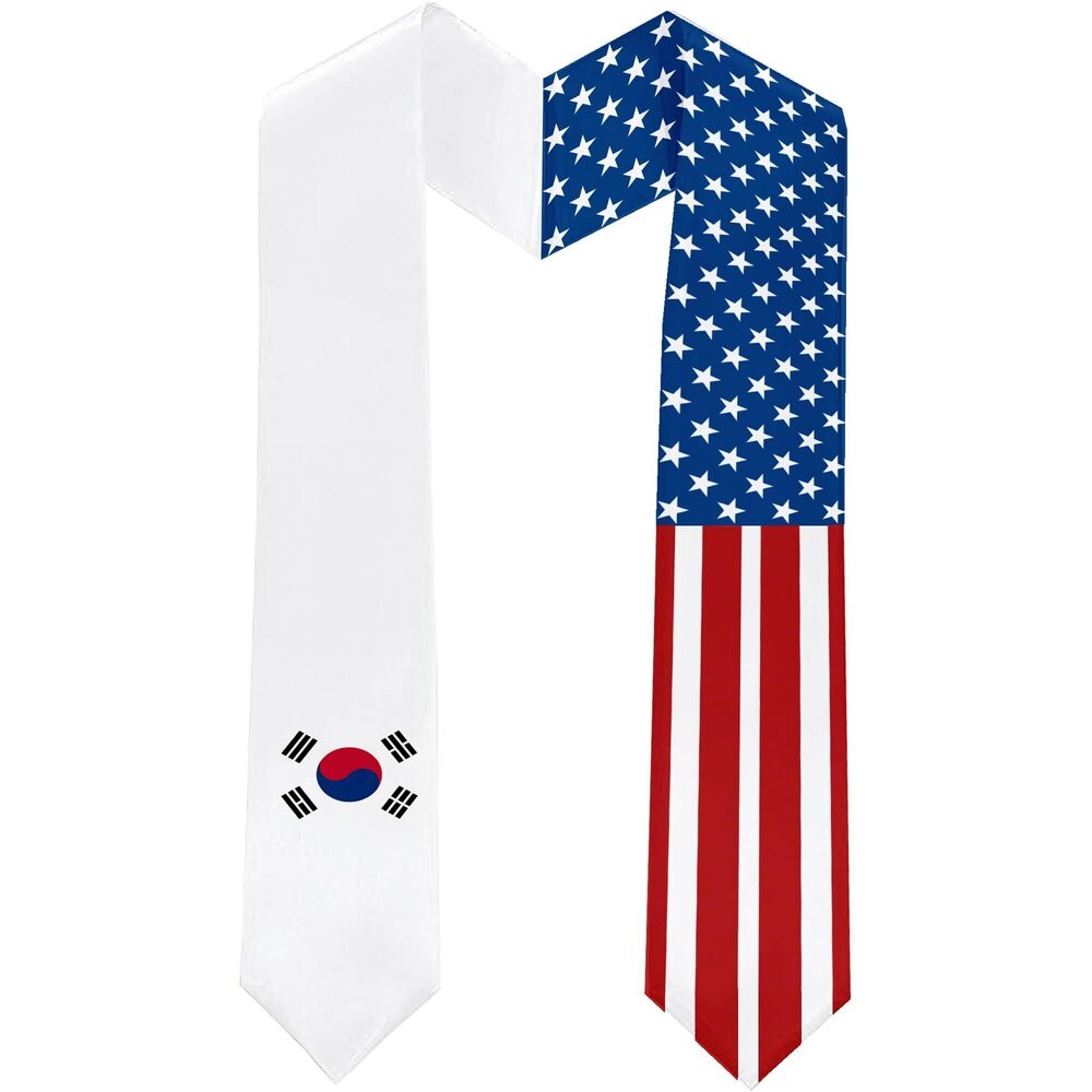 5099 2025 South Korea Flag and USA Flag Graduation Stole Graduation Sash